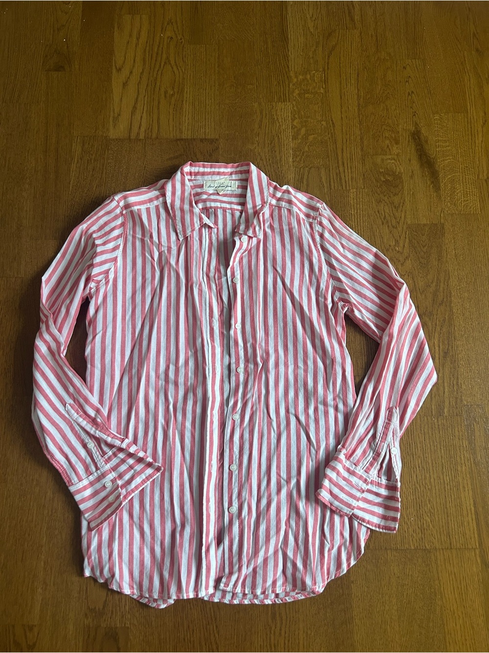 H&M Pink & White Striped Button Front Blouse
